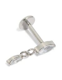 Titanium Diamante Marquise Drop Single Flat Back Stud