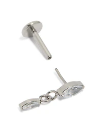 Titanium Diamante Marquise Drop Single Flat Back Stud