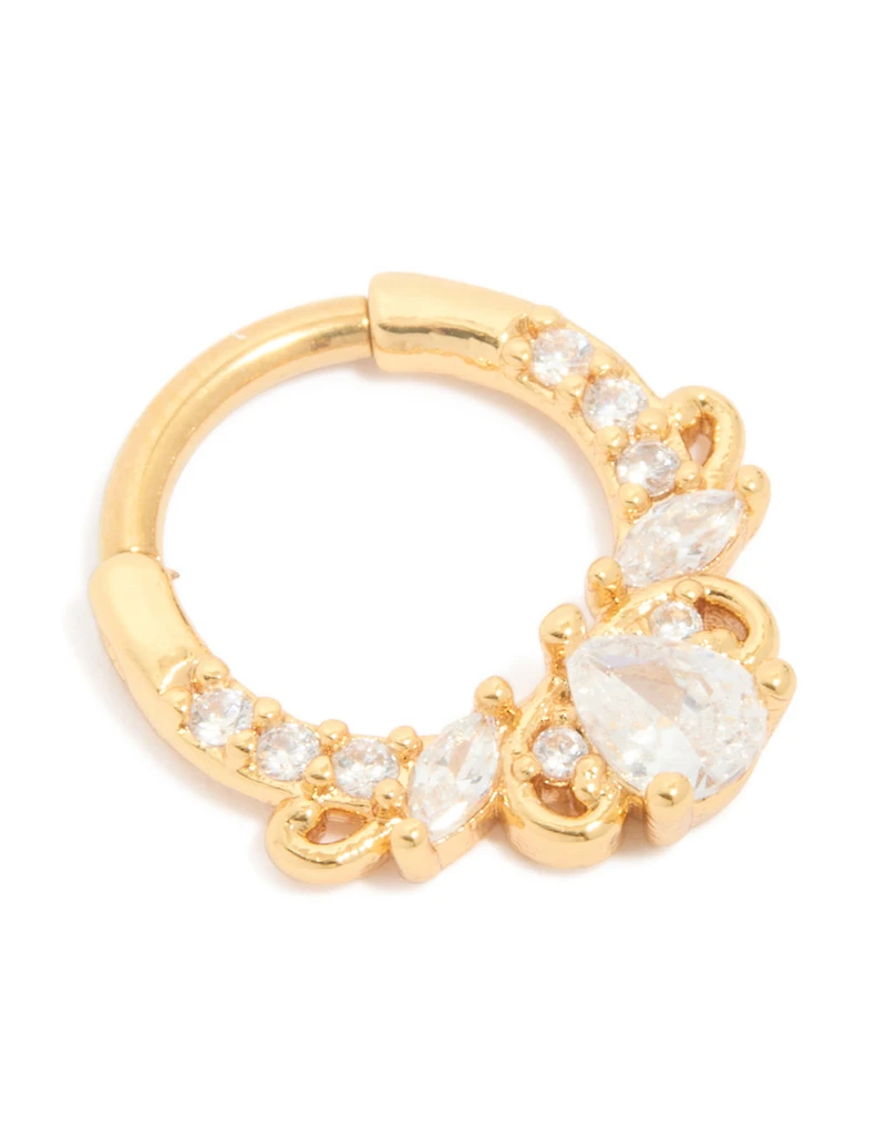 Bague à clic en diamant en titane plaqué or