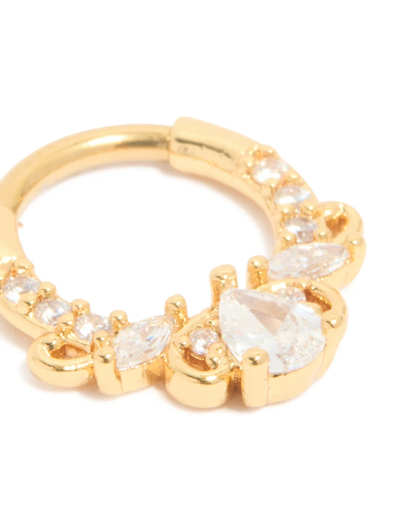 Bague à clic en diamant en titane plaqué or