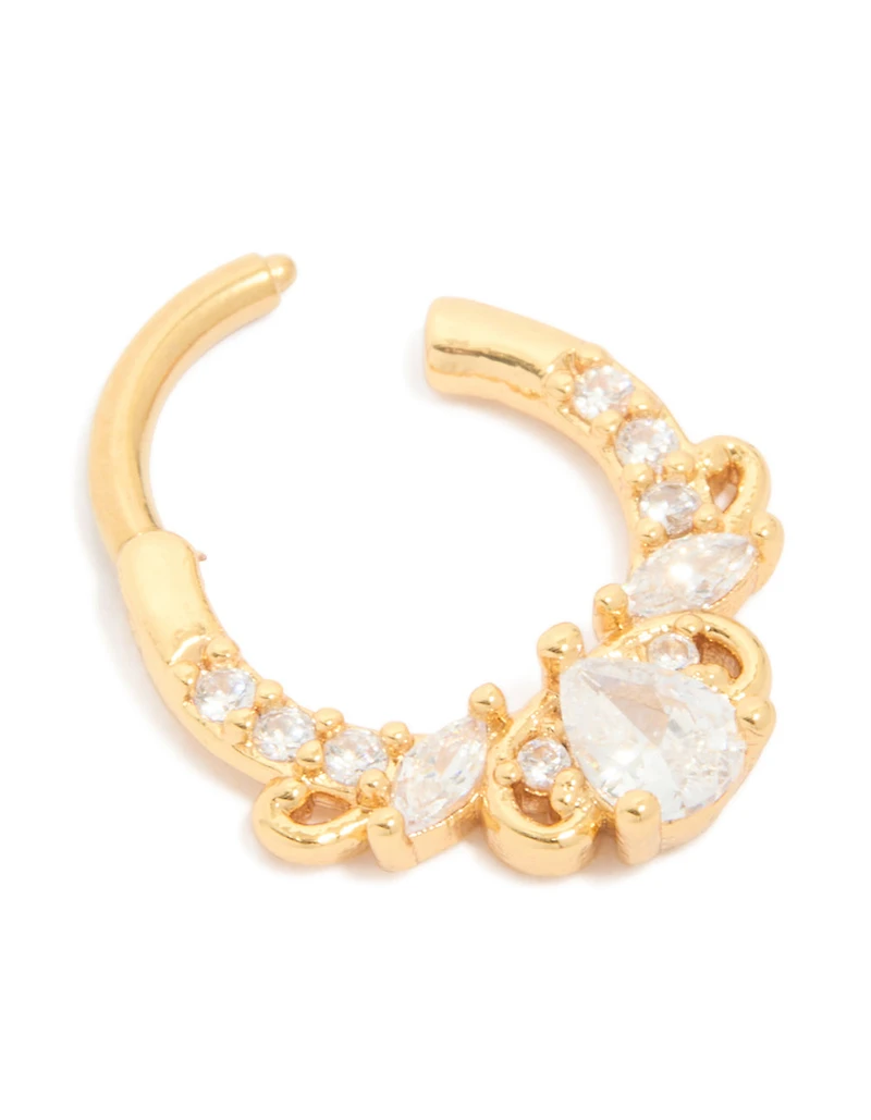 Bague à clic en diamant en titane plaqué or