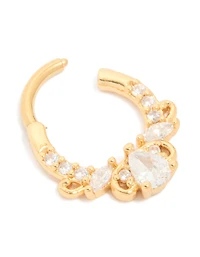 Bague à clic en diamant en titane plaqué or