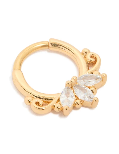 Bague à clic en titane en titane Marquise Detail