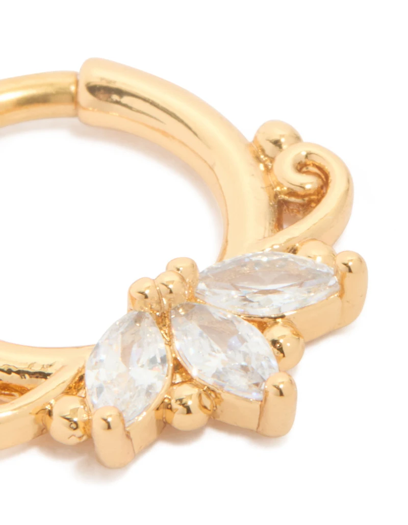 Bague à clic en titane en titane Marquise Detail