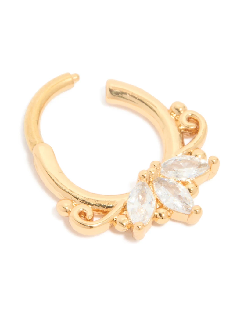 Bague à clic en titane en titane Marquise Detail