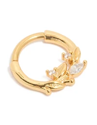 Anneau cliquant en feuilles de zircone en titane cubique plaqué or