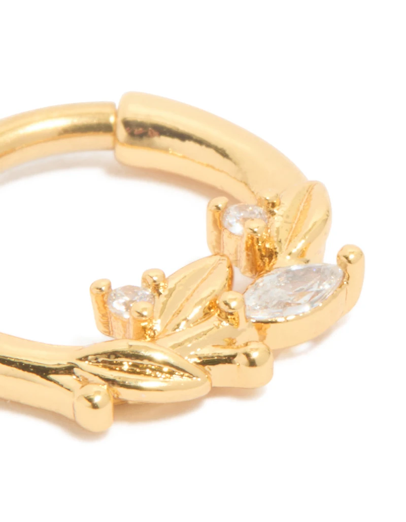 Anneau cliquant en feuilles de zircone en titane cubique plaqué or