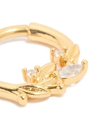 Anneau cliquant en feuilles de zircone en titane cubique plaqué or