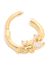 Anneau cliquant en feuilles de zircone en titane cubique plaqué or