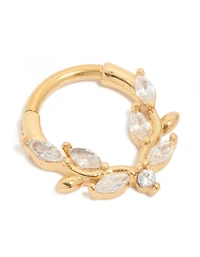 Anneau de clic en vigne en zircone cubique en titane plaqué or