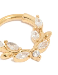 Anneau de clic en vigne en zircone cubique en titane plaqué or