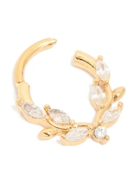 Anneau de clic en vigne en zircone cubique en titane plaqué or