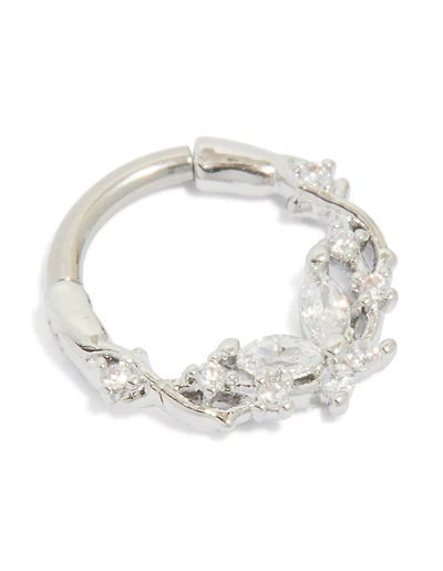 Anneau cliquant détaillé en titane diamant