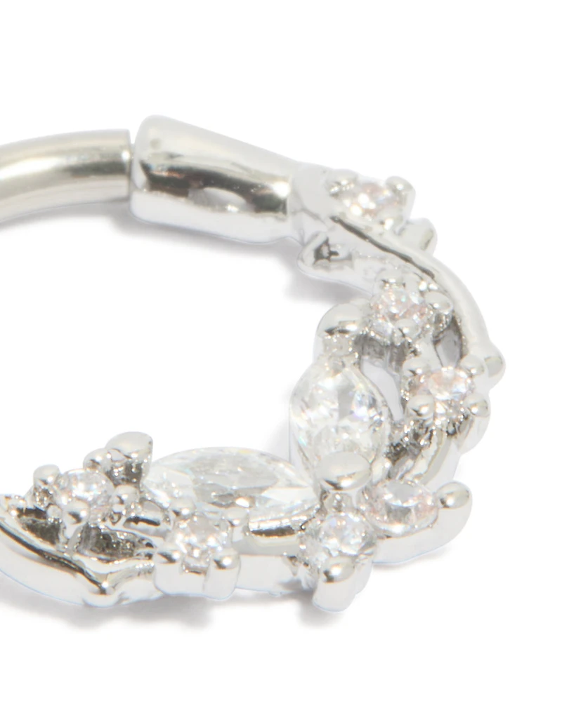 Anneau cliquant détaillé en titane diamant