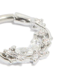 Anneau cliquant détaillé en titane diamant