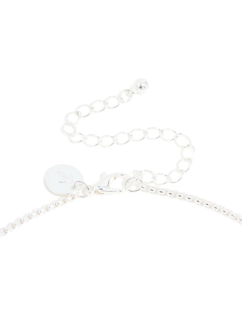 Silver Plated Diamante Box Cross Necklace