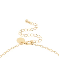 Collier laçat noir perlé et croix plaqué or