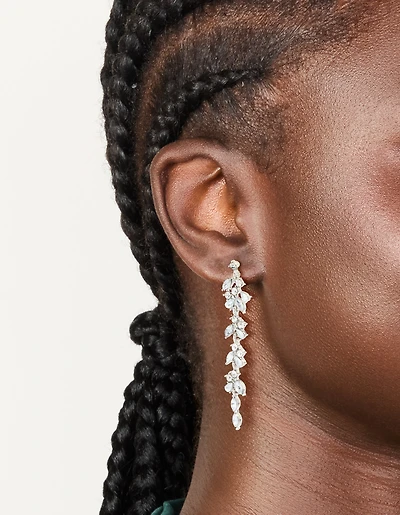 Boucles d’oreilles florales fines en argent Diamante