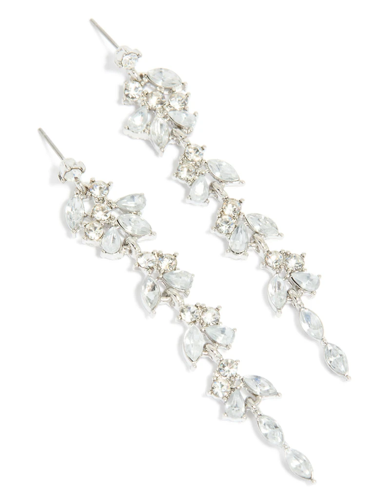 Boucles d’oreilles florales fines en argent Diamante