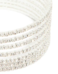 Silver Diamante Shiny Seven Layered Wrist Cuff
