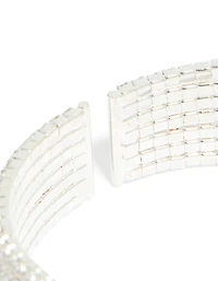 Silver Diamante Shiny Seven Layered Wrist Cuff