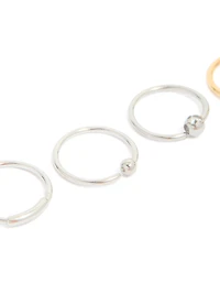 Mixed Metal Surgical Steel Open Nose Rings 6-Pack
