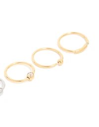 Mixed Metal Surgical Steel Open Nose Rings 6-Pack