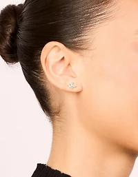 Waterproof Gold Plated Stainless Steel April Cubic Zirconia Duo Stud Earrings