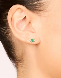 Boucles d’oreilles étanchées en acier inoxydable plaqué or et en zircone cubique à double boucles d’oreilles