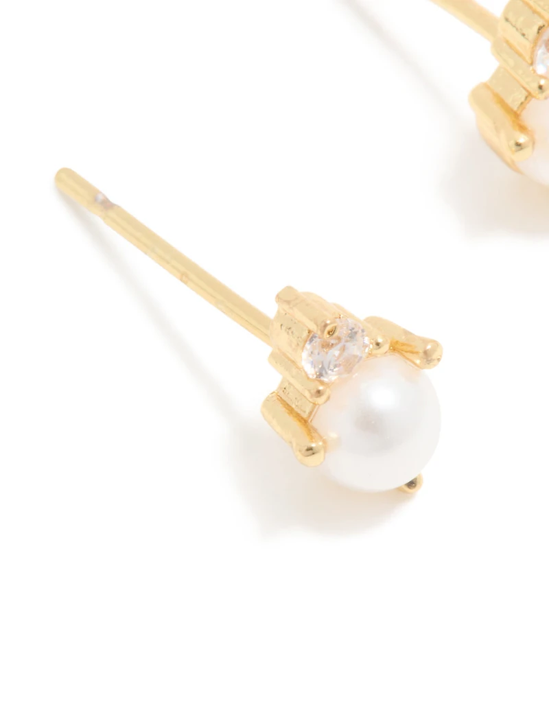 Boucles d’oreilles en duo en zircone cubique en acier inoxydable plaquées or et imperméables