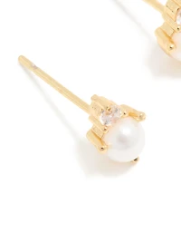 Boucles d’oreilles en duo en zircone cubique en acier inoxydable plaquées or et imperméables