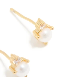 Boucles d’oreilles en duo en zircone cubique en acier inoxydable plaquées or et imperméables