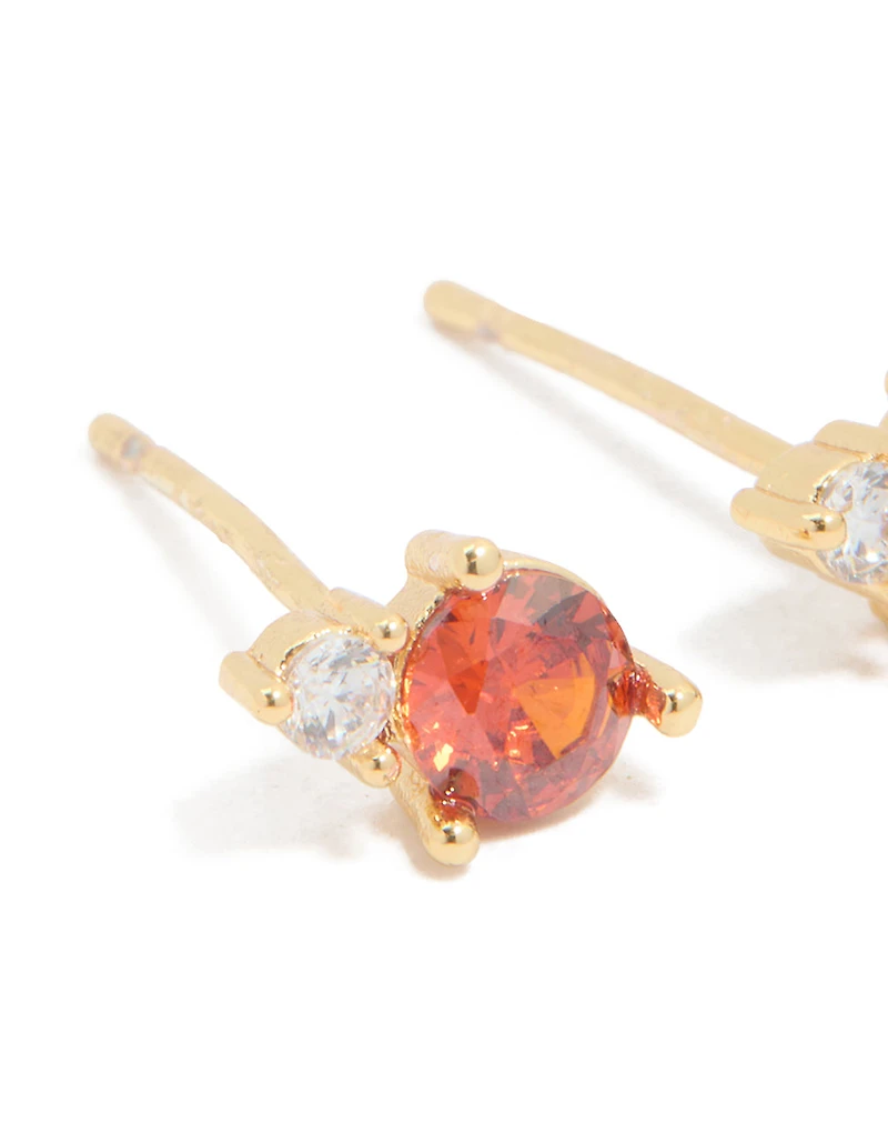 Boucles d’oreilles en zircone cubique en acier inoxydable plaquées or étanches en janvier Pierres d’oreilles en forme de pierres de naissance