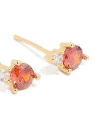 Boucles d’oreilles en zircone cubique en acier inoxydable plaquées or étanches en janvier Pierres d’oreilles en forme de pierres de naissance