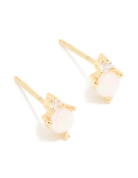 Boucles d’oreilles en duo en zircone cubique en acier inoxydable plaquées or imperméables