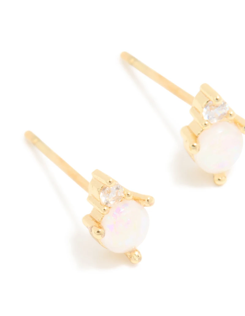 Boucles d’oreilles en duo en zircone cubique en acier inoxydable plaquées or imperméables