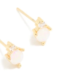 Boucles d’oreilles en duo en zircone cubique en acier inoxydable plaquées or imperméables