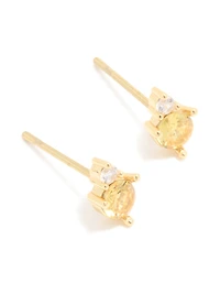 Boucles d’oreilles en duo studs en zircone cubique en acier inoxydable imperméables en novembre