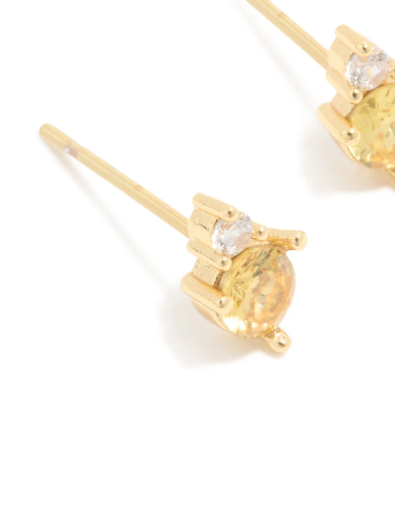 Boucles d’oreilles en duo studs en zircone cubique en acier inoxydable imperméables en novembre