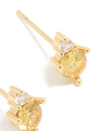 Boucles d’oreilles en duo studs en zircone cubique en acier inoxydable imperméables en novembre