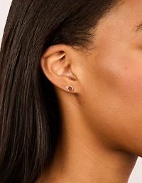 Waterproof Gold Plated Stainless Steel July Cubic Zirconia Duo Stud Earrings