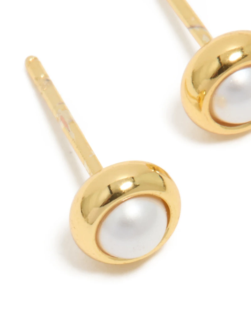 Boucles d’oreilles à clous en sertissage imperméables en acier inoxydable en perle en juin, pierre de naissance en perle