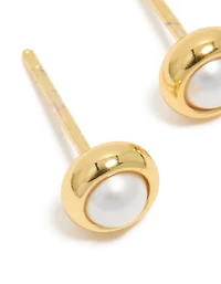 Boucles d’oreilles à clous en sertissage imperméables en acier inoxydable en perle en juin, pierre de naissance en perle