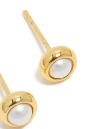 Boucles d’oreilles à clous en sertissage imperméables en acier inoxydable en perle en juin, pierre de naissance en perle