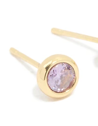 Boucles d’oreilles en zigzag cubique en acier inoxydable plaquées or étanches en fivrier, serties de lunettes de beauté en février