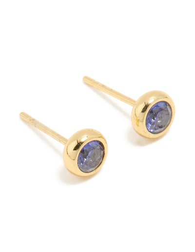 Boucles d’oreilles à lunette en zircone cubique en zircone en acier inoxydable imperméable plaquées or