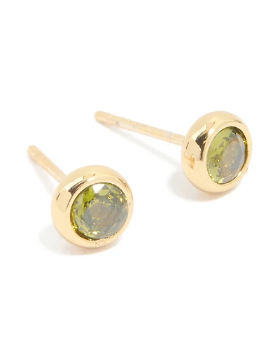 Boucles d’oreilles cubiques en zirconie en zirconie en acier inoxydable plaqué or et imperméables, serti de lunettes de lunette Auguste