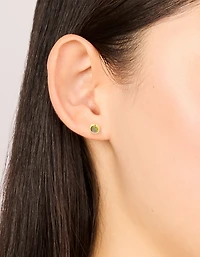 Waterproof Gold Plated Stainless Steel Cubic Zirconia August Birthstone Bezel Set Stud Earrings