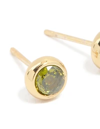 Boucles d’oreilles cubiques en zirconie en zirconie en acier inoxydable plaqué or et imperméables, serti de lunettes de lunette Auguste