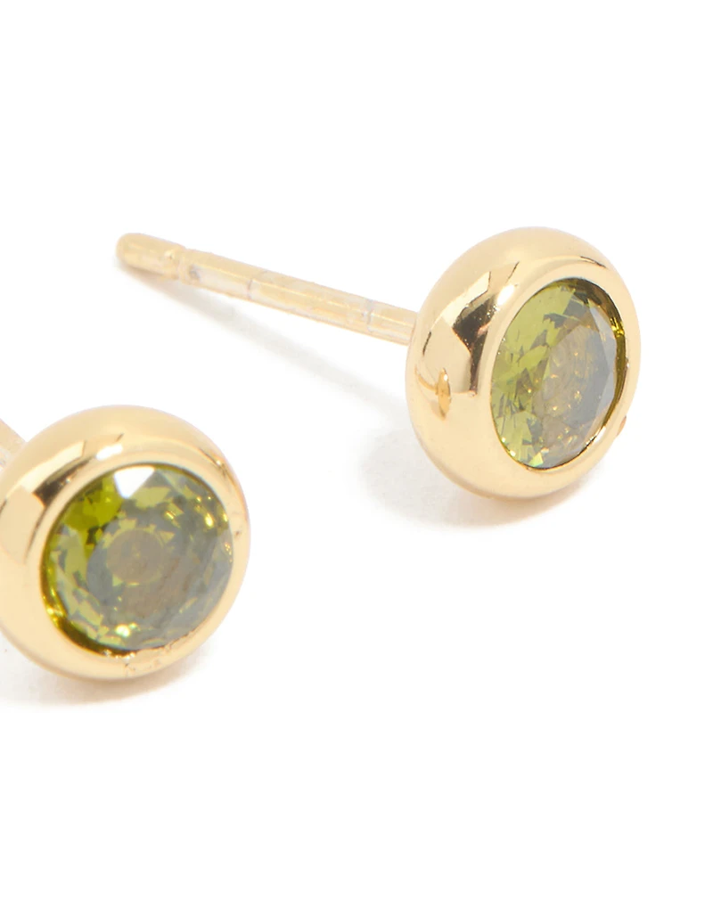 Boucles d’oreilles cubiques en zirconie en zirconie en acier inoxydable plaqué or et imperméables, serti de lunettes de lunette Auguste